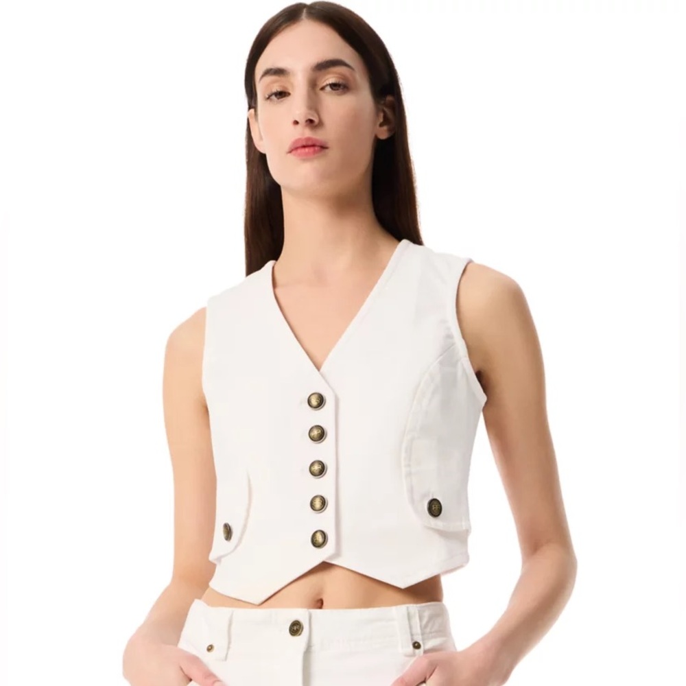 NWT Robert Rodriguez Women's Nigela Denim Vest, Chalk, Medium